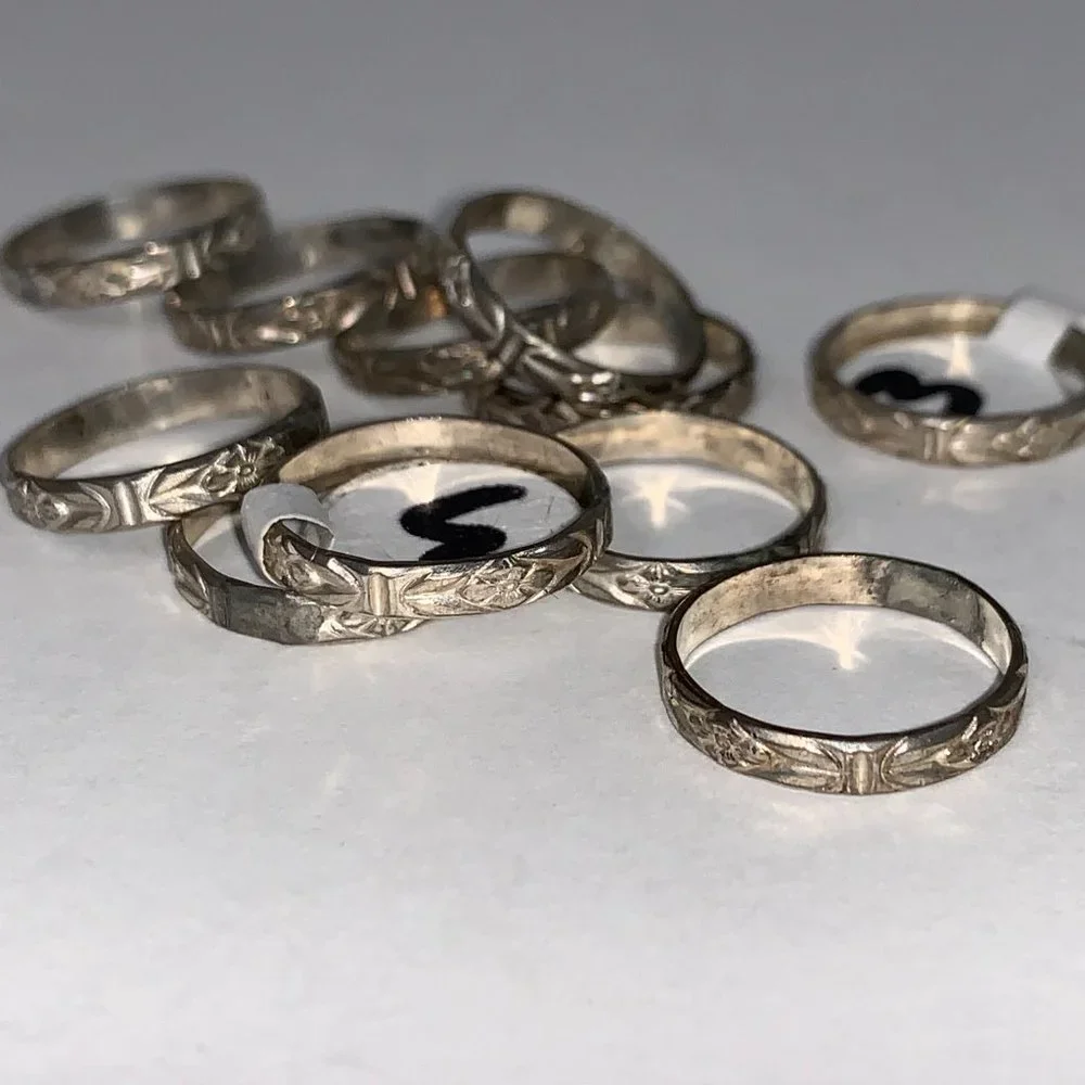 Sterling Silver Floral Design Ring, Size 3